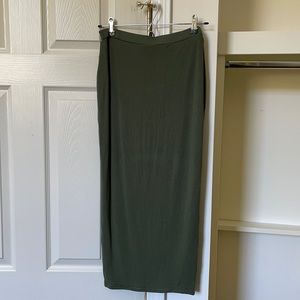 Missguided Midi Skirt Olive Green Medium